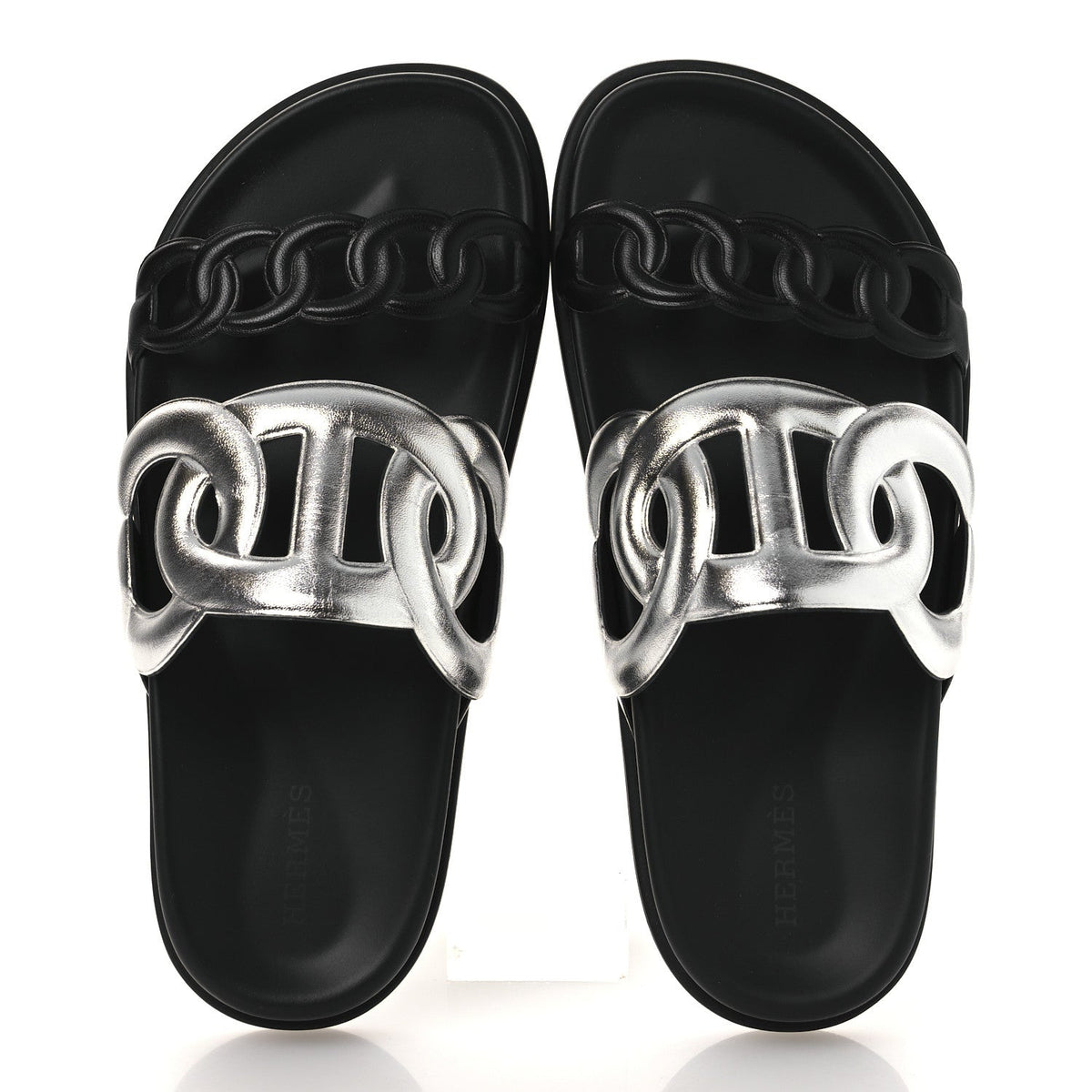 Metallic Nappa Extra Sandals 36 Gris Argente Black wholesalehk.shop