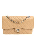 Caviar Quilted Medium Double Flap Beige wholesalehk.shop