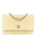 Caviar Quilted CC Turnlock Wallet On Chain WOC Light Yellow wholesalehk.shop