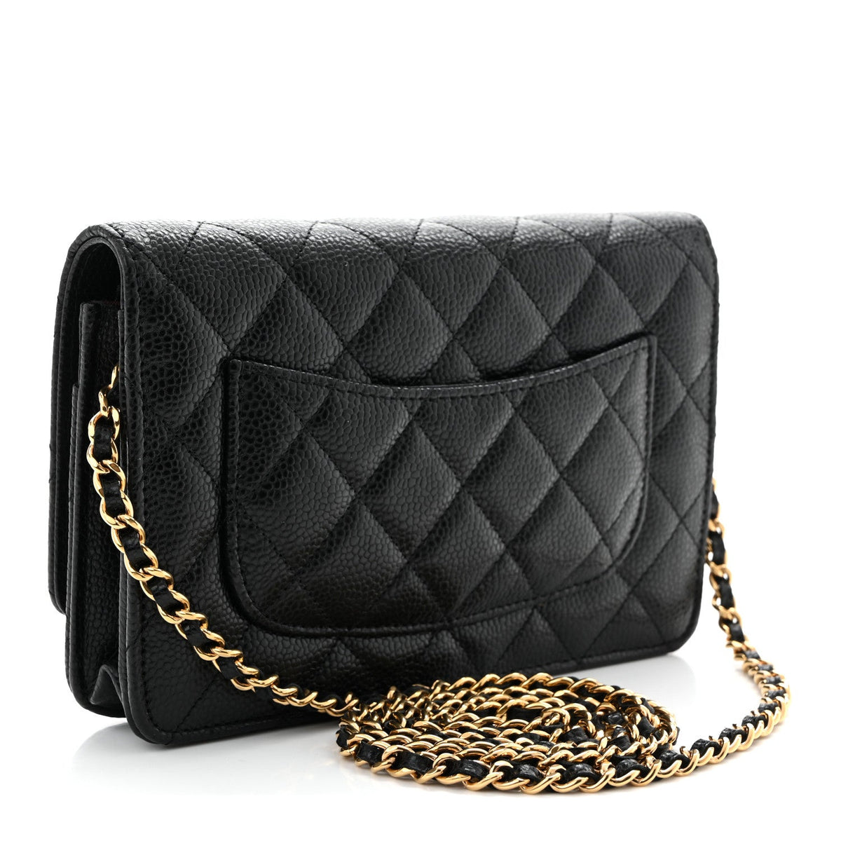 Caviar Quilted CC Turnlock Wallet On Chain WOC Black wholesalehk.shop