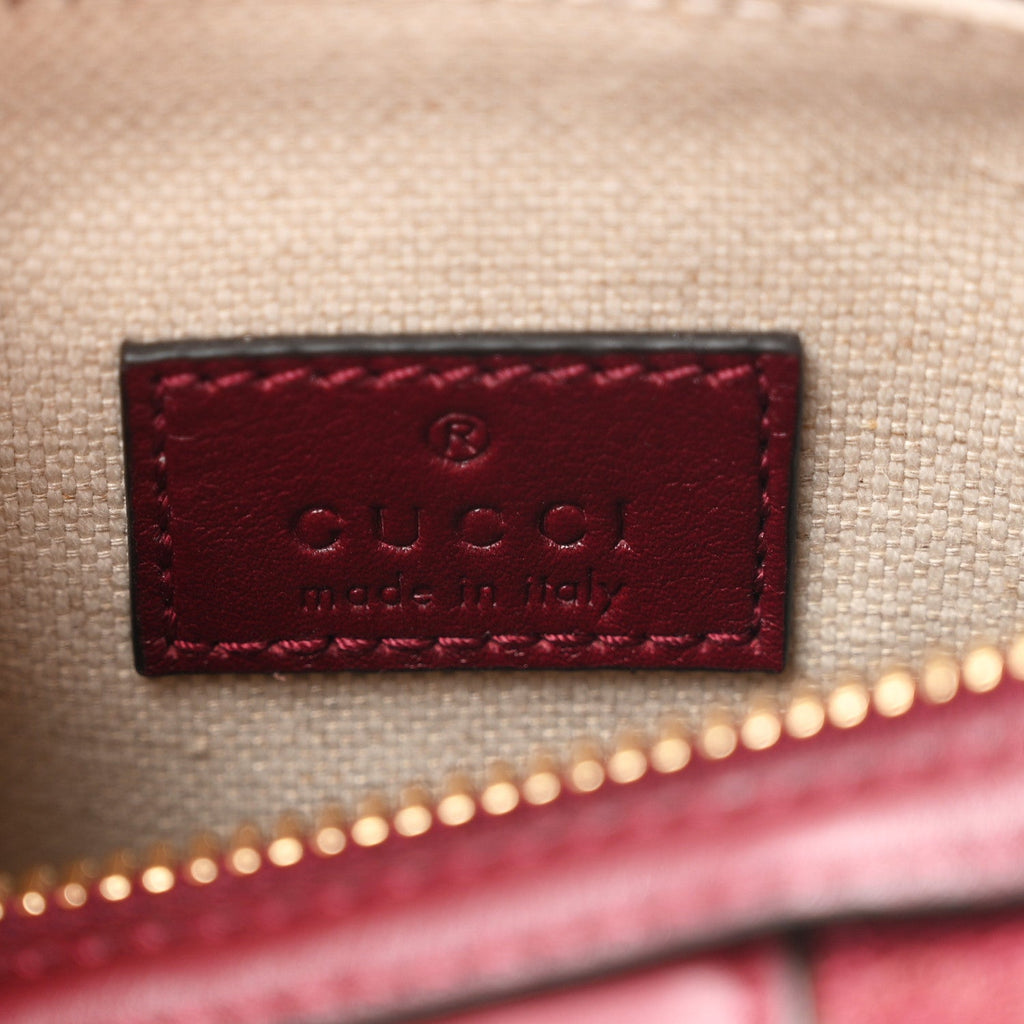GG Supreme Monogram Textured Dollar Calfskin Web Super Mini Ophidia Top Handle Bowler Bag Rosso Ancora wholesalehk.shop