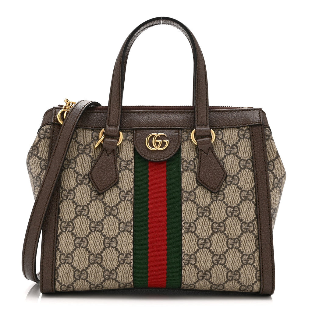 GG Supreme Monogram Small Ophidia Tote Bag Brown wholesalehk.shop