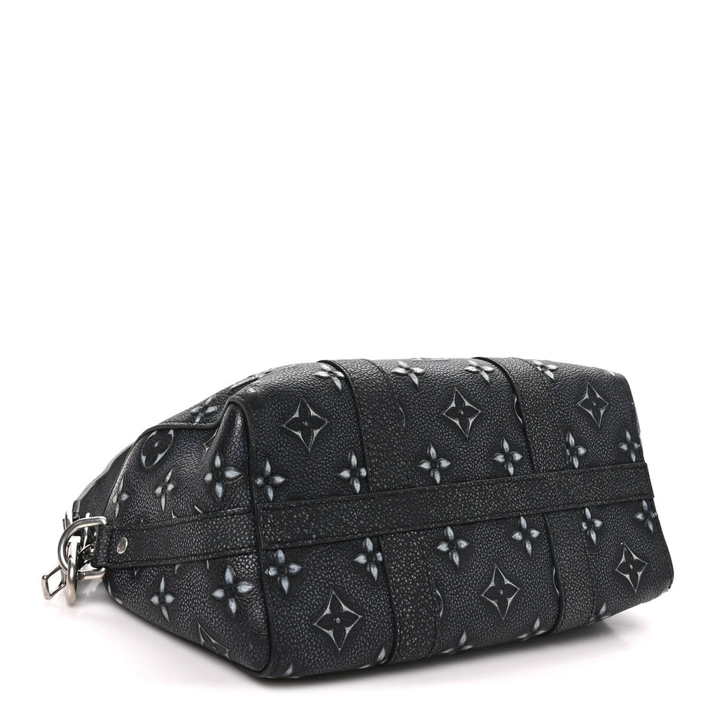 Cowhide Faded Monogram City Keepall Charcoal wholesalehk.shop