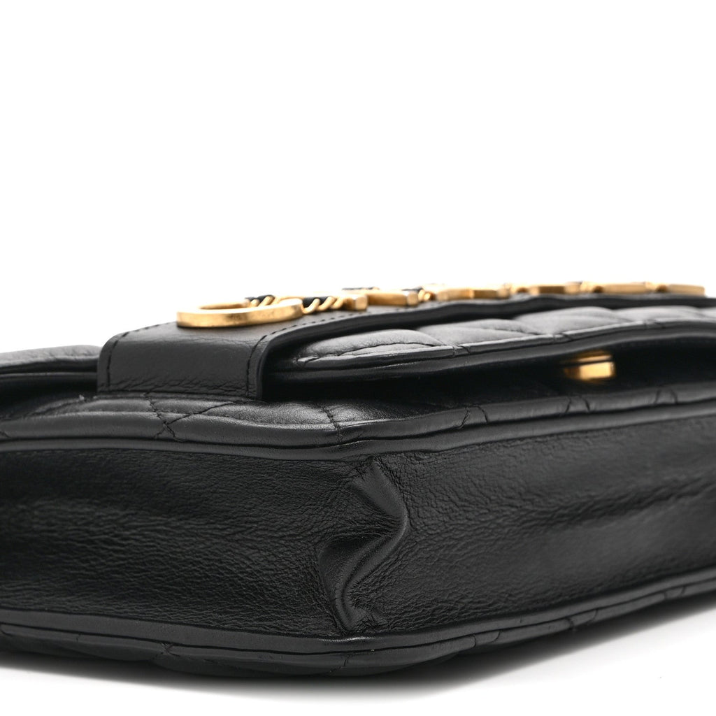 Calfskin Quilted Enchained Wallet On Chain WOC Black wholesalehk.shop