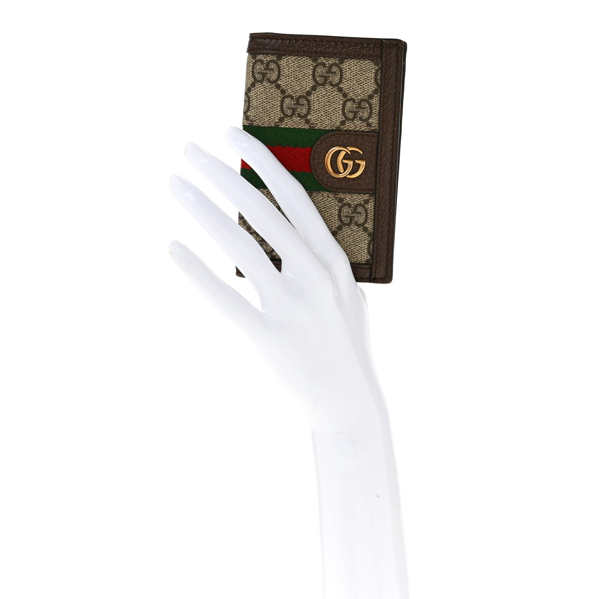 GG Supreme Monogram Web Ophidia Card Case Beige Ebony Electric Green wholesalehk.shop