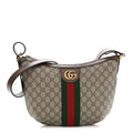 GG Supreme Monogram Web Small Ophidia Half Moon Hobo Brown wholesalehk.shop