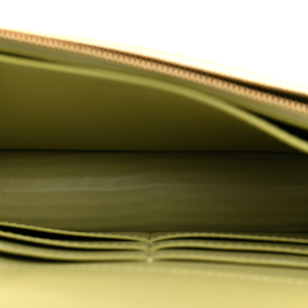 Calfskin Lizard Embossed Wallet On Chain WOC Green wholesalehk.shop