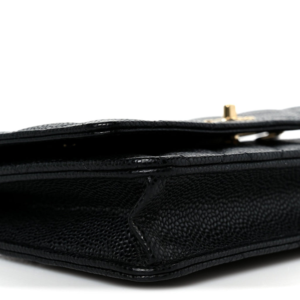 Caviar Quilted CC Turnlock Wallet On Chain WOC Black wholesalehk.shop