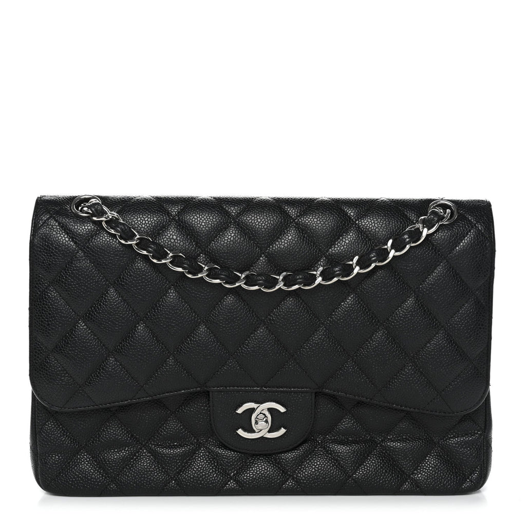 Caviar Quilted Jumbo Double Flap Black wholesalehk.shop