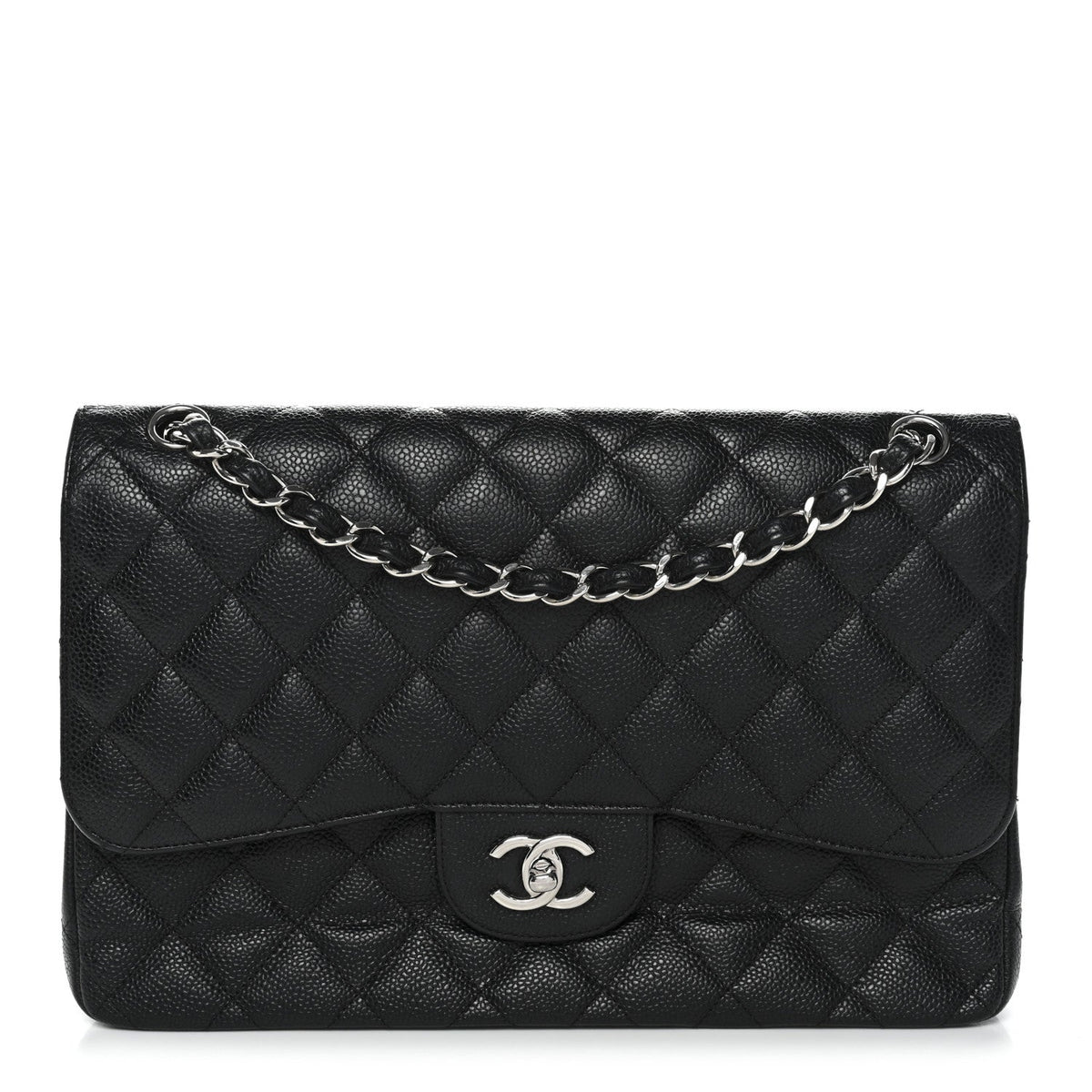 Caviar Quilted Jumbo Double Flap Black wholesalehk.shop