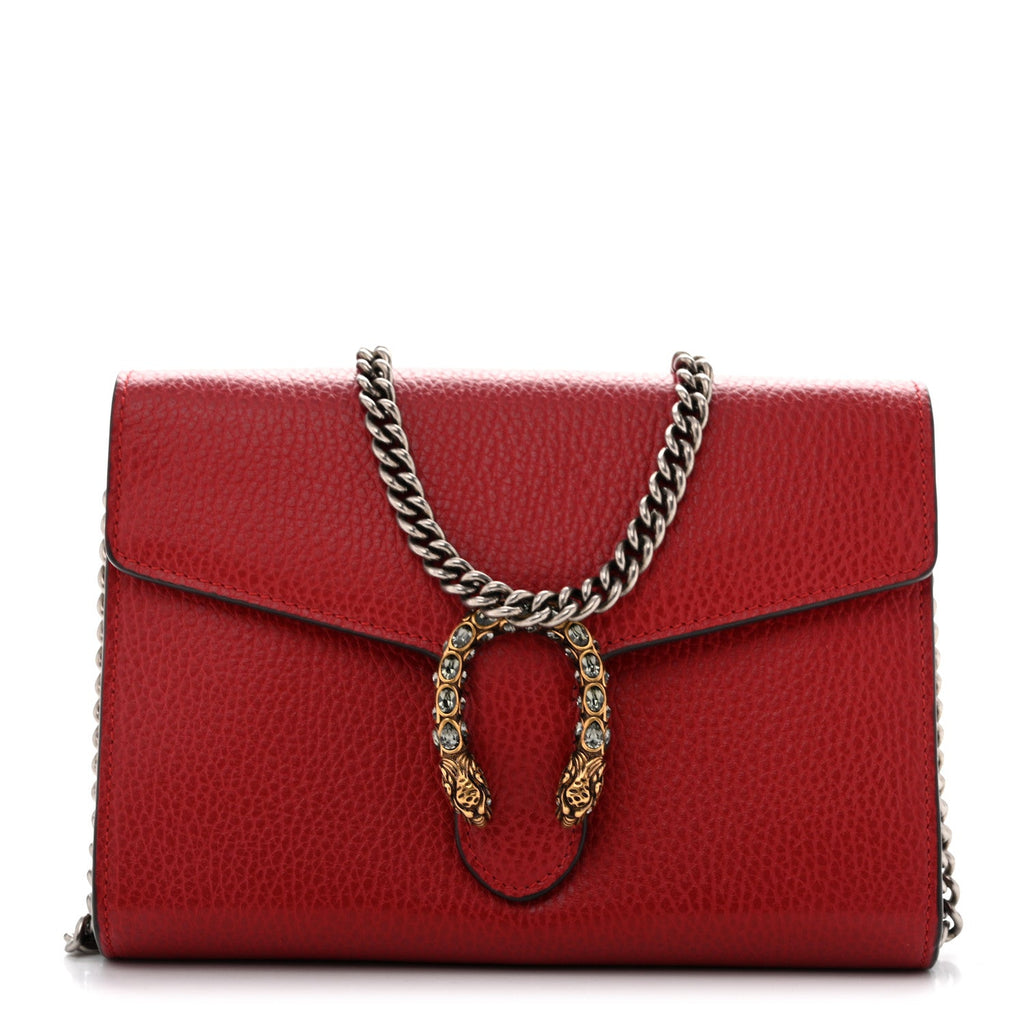 Calfskin Mini Dionysus Chain Wallet Hibiscus Red wholesalehk.shop