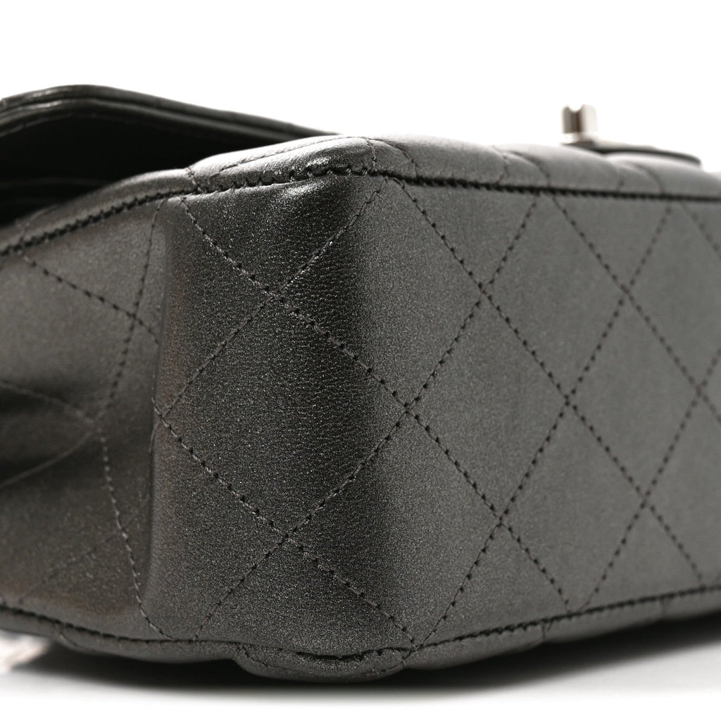 Metallic Lambskin Quilted Medium Double Flap Anthracite wholesalehk.shop