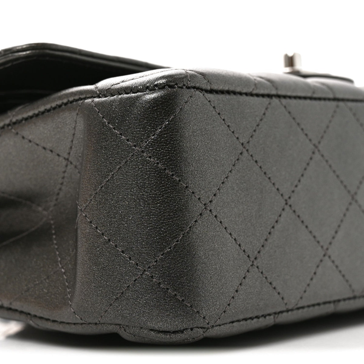Metallic Lambskin Quilted Medium Double Flap Anthracite wholesalehk.shop
