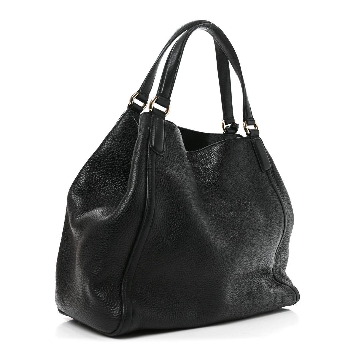 Pebbled Calfskin Medium Soho Shoulder Bag Black wholesalehk.shop