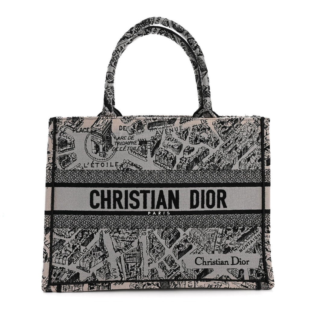 Canvas Embroidered Medium Plan De Paris Book Tote Grey Black £¨ Direct shipment via from wholesalehk.shop