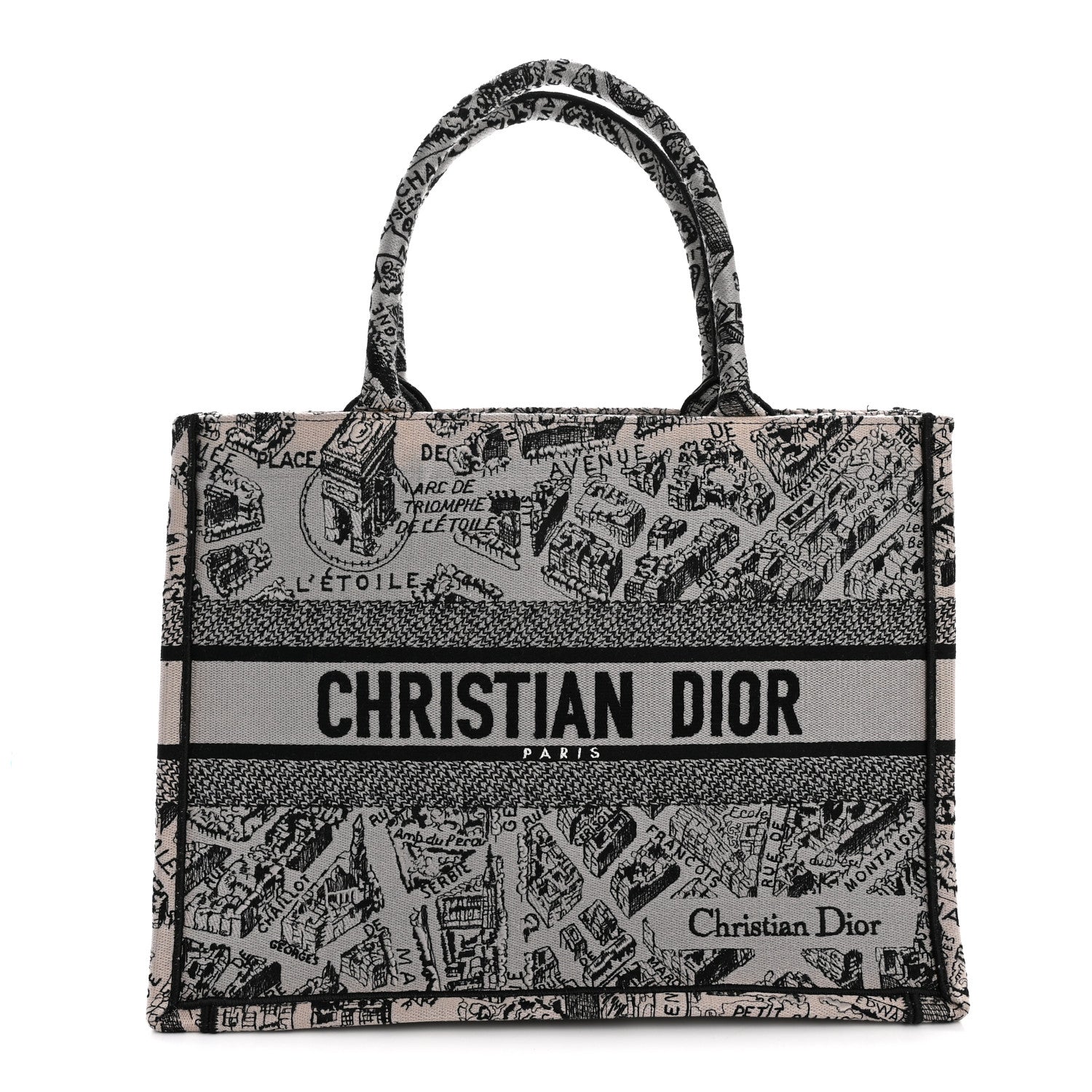 Canvas Embroidered Medium Plan De Paris Book Tote Grey Black £¨ Direct shipment via from wholesalehk.shop