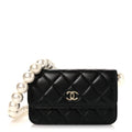 Calfskin Quilted Mini Maxi Pearls Wallet On Chain WOC Black wholesalehk.shop