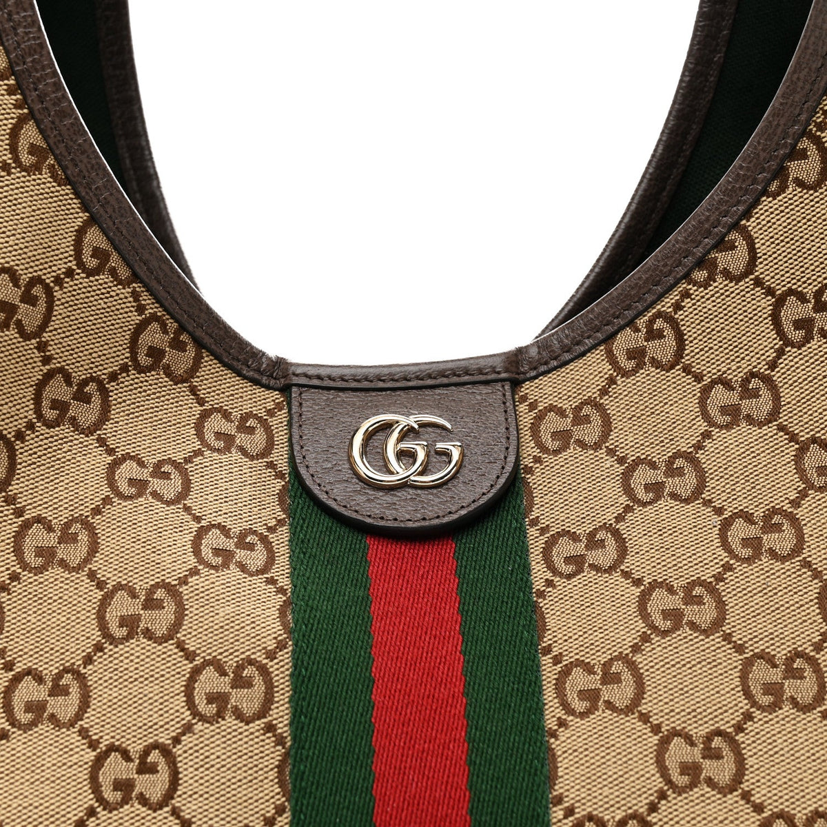 GG Monogram Web Large Giglio Tote Beige Brown wholesalehk.shop