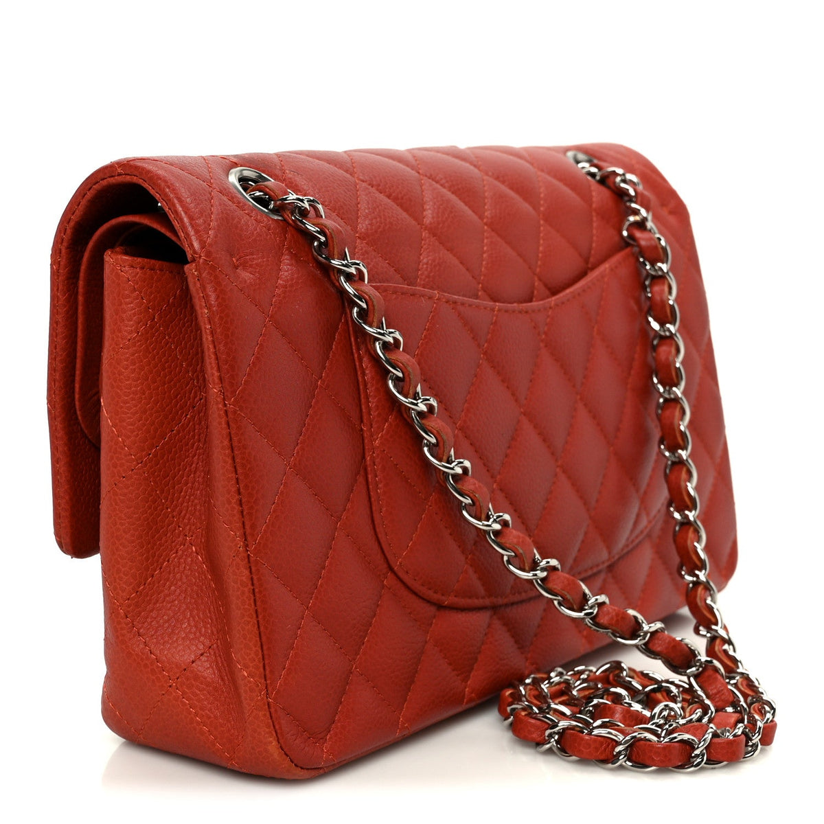 Caviar Quilted Medium Double Flap Red wholesalehk.shop