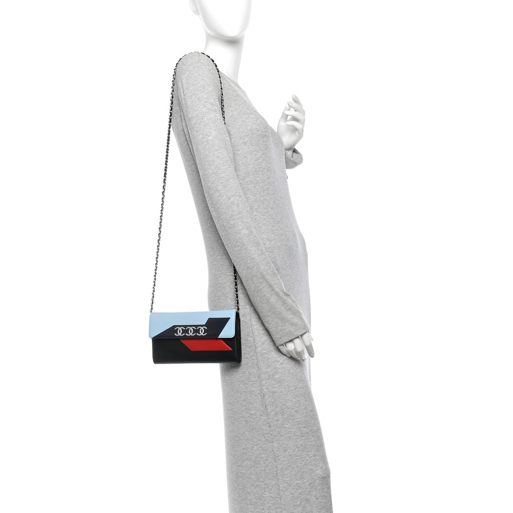 Lambskin Airlines Wallet On Chain WOC Blue Black Red wholesalehk.shop