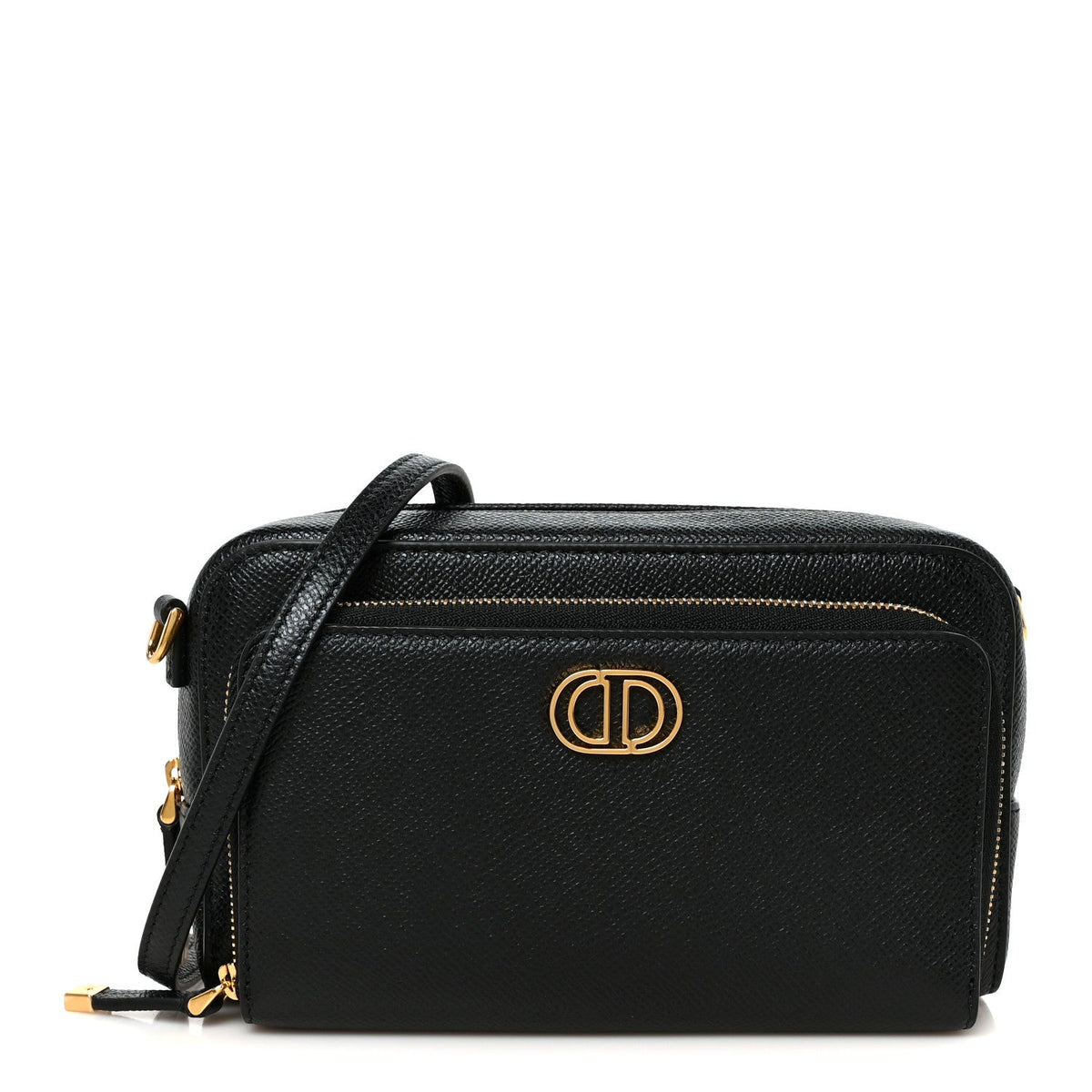 Grained Calfskin Caro Double Pouch Black wholesalehk.shop