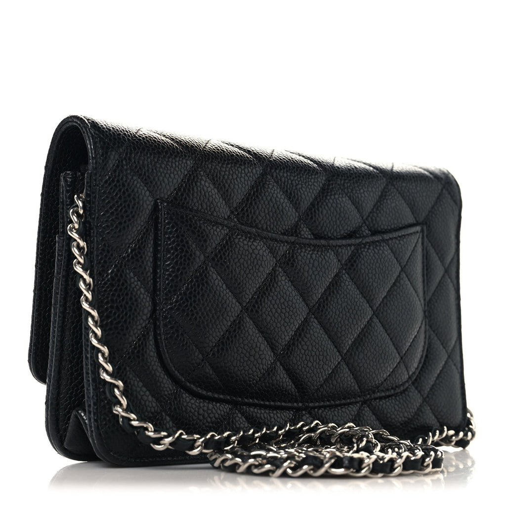 Caviar Quilted CC Turnlock Wallet On Chain WOC Black wholesalehk.shop