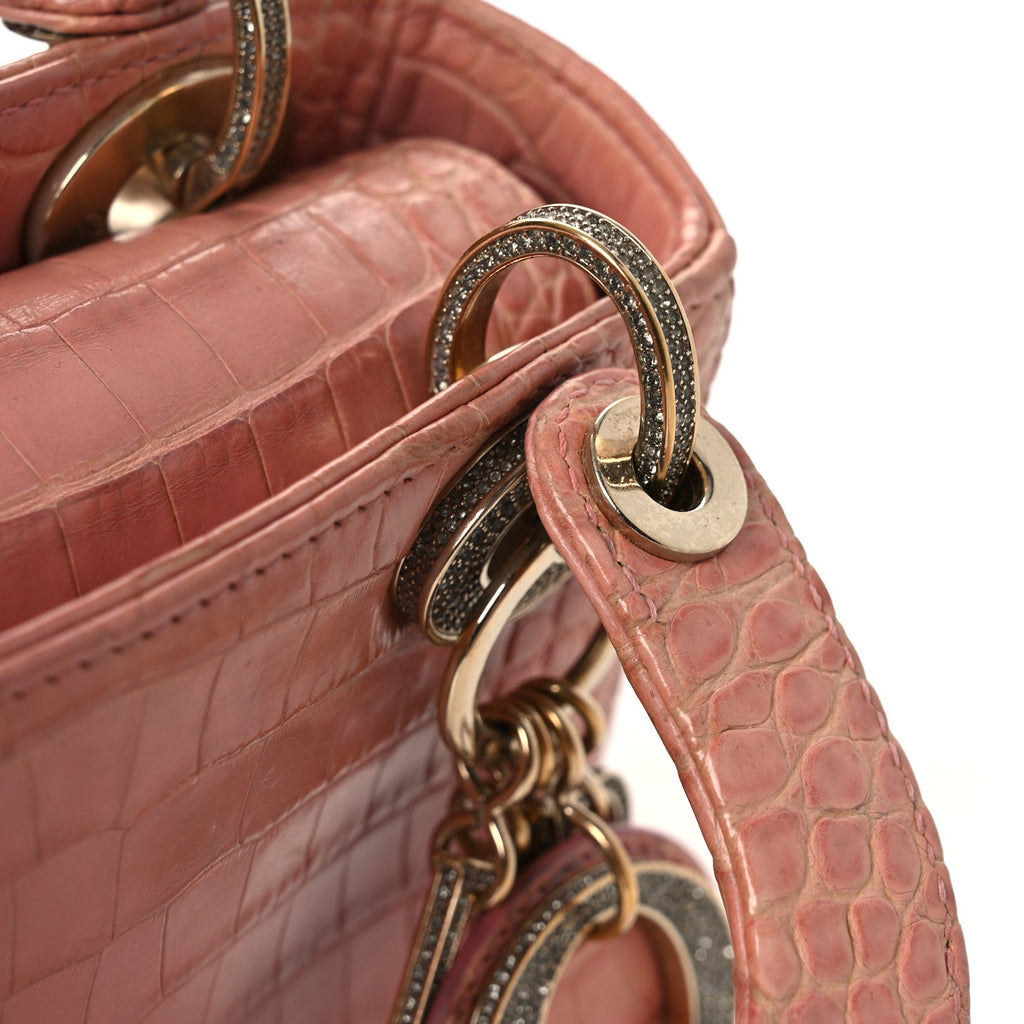 Alligator Crystal Mini Lady Dior Pink wholesalehk.shop