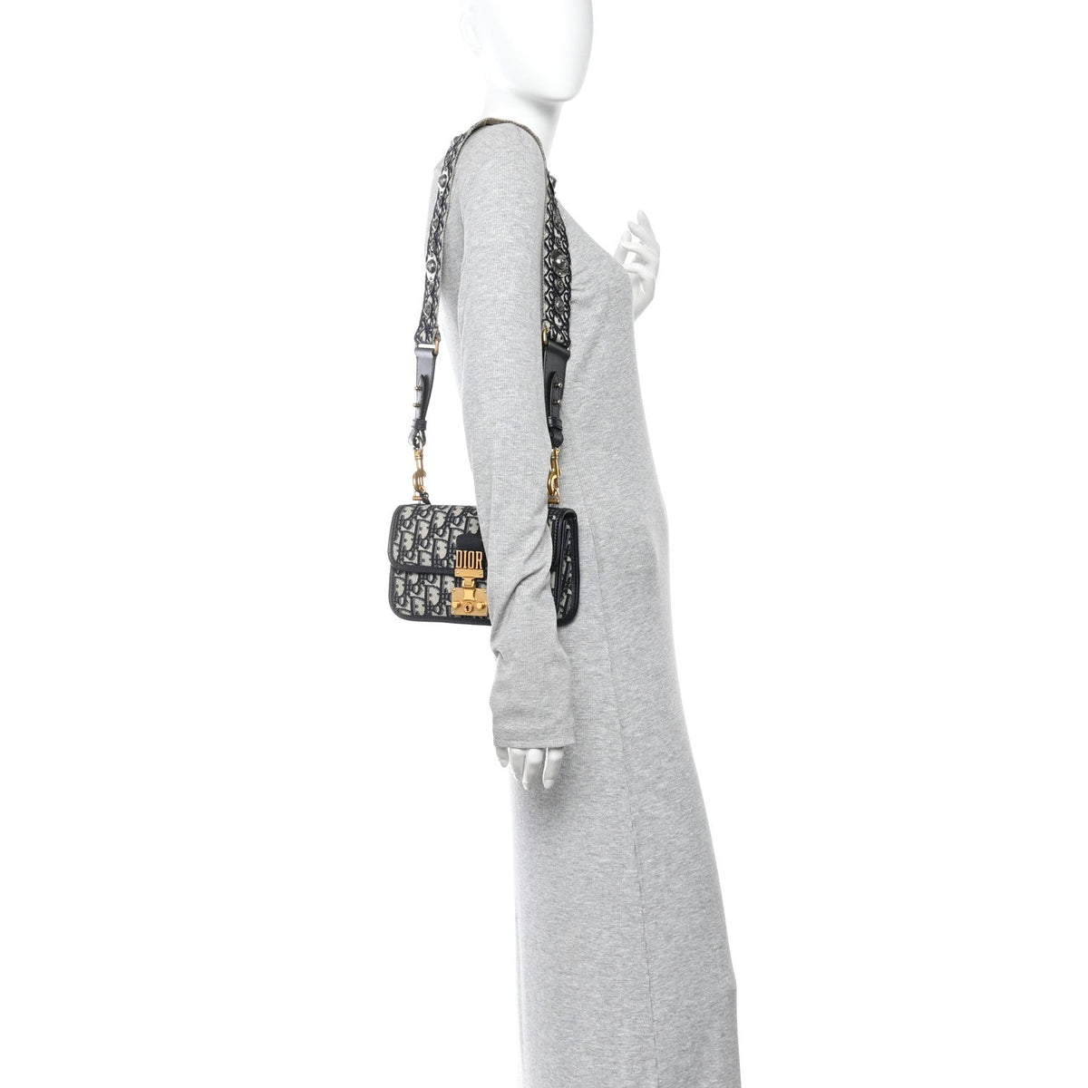 Oblique Small DiorAddict Flap Bag Navy Blue wholesalehk.shop