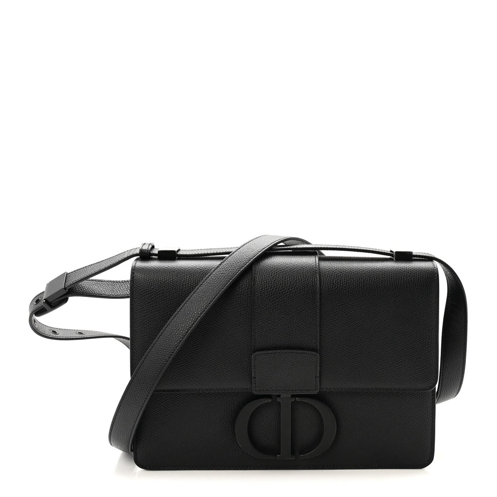 Ultra Matte Grained Calfskin 30 Montaigne Flap Bag Black wholesalehk.shop