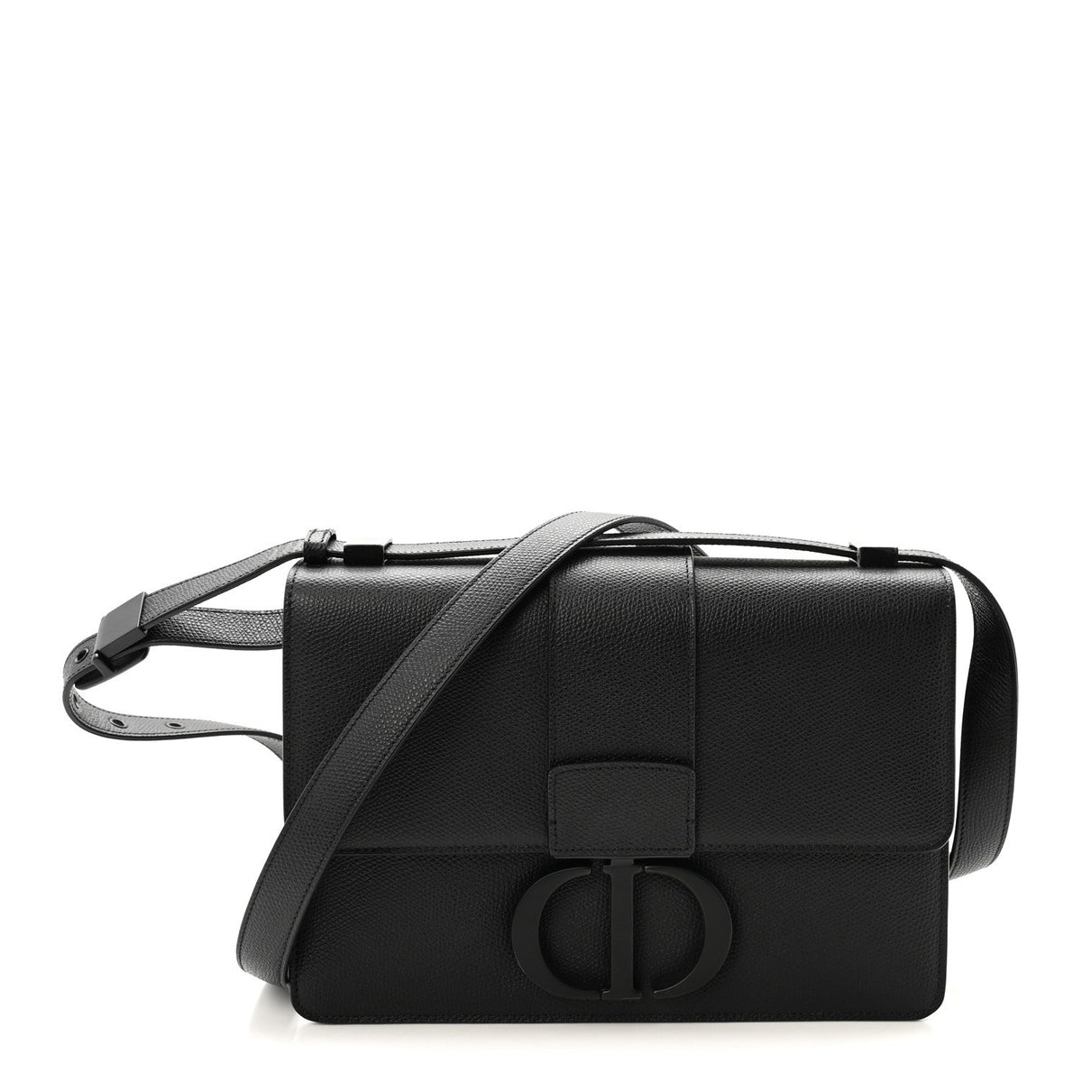 Ultra Matte Grained Calfskin 30 Montaigne Flap Bag Black wholesalehk.shop
