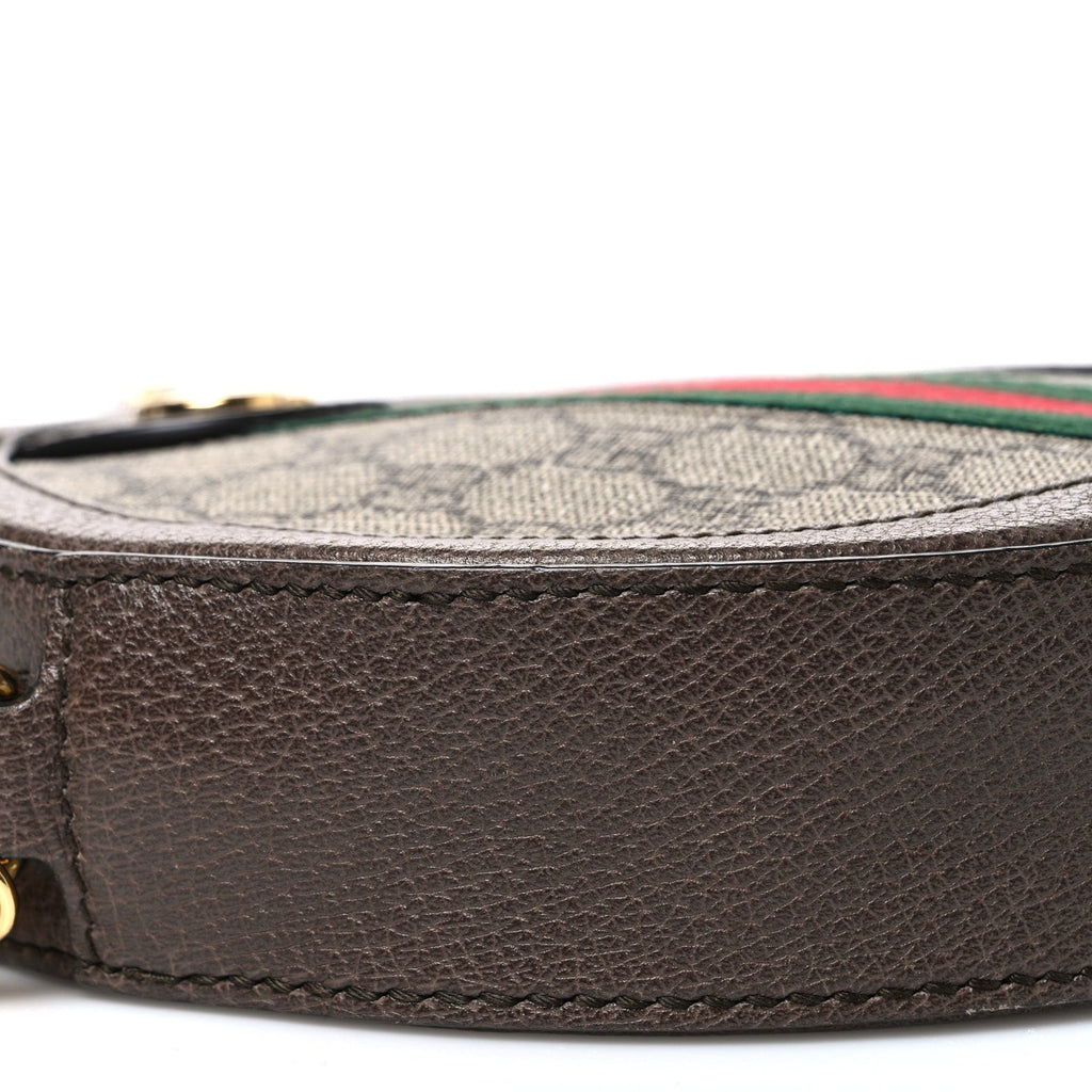 GG Supreme Monogram Web Mini Ophidia Round Shoulder Bag Brown wholesalehk.shop