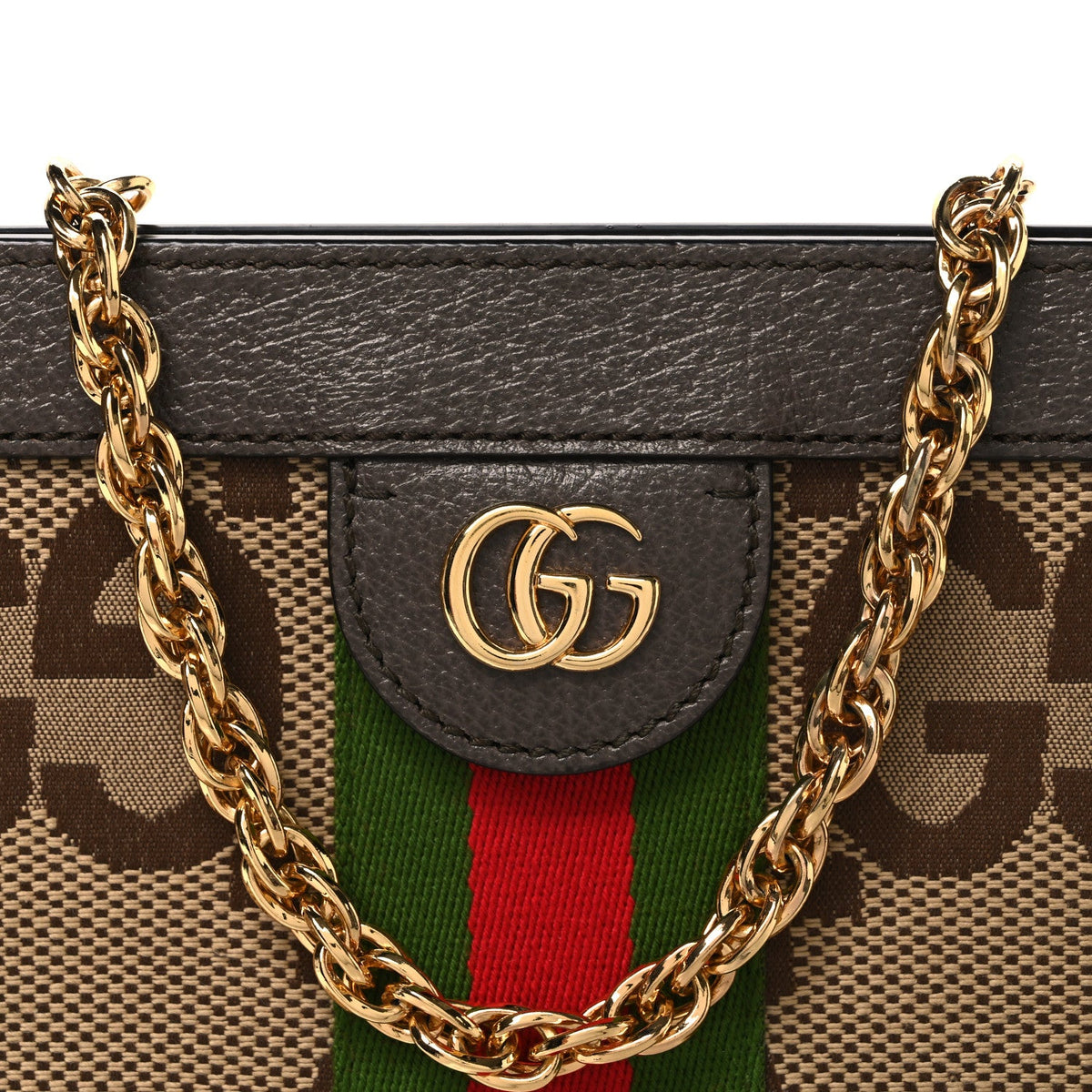 Monogram Jumbo GG Textured Dollar Calfskin Web Small Ophidia Chain Shoulder Bag Camel Ebony New Acero wholesalehk.shop