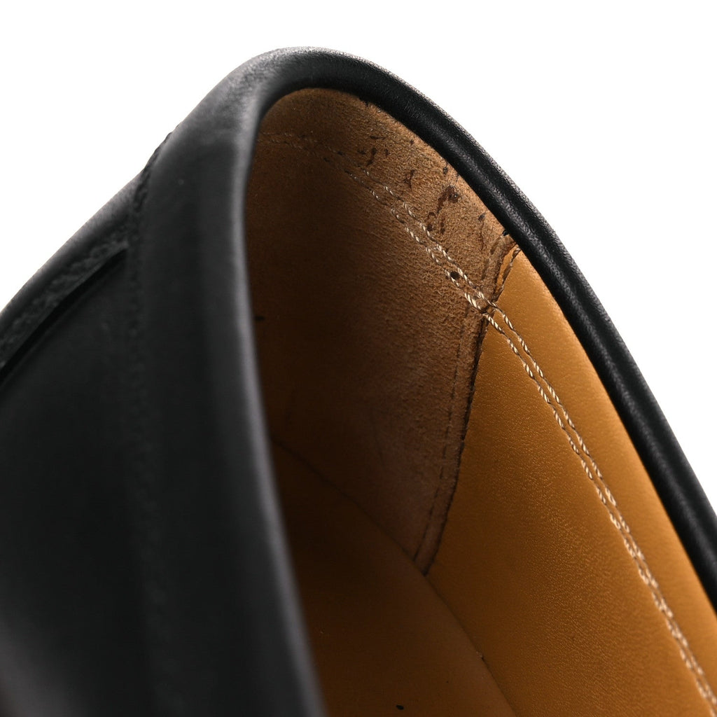 Glazed Calfskin Womens Fanny Loafers 36 Black wholesalehk.shop