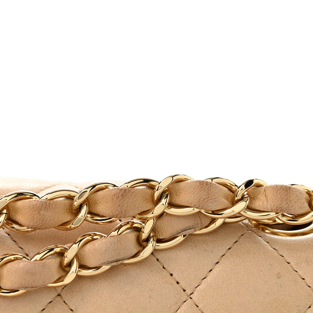 Lambskin Quilted Medium Double Flap Beige wholesalehk.shop