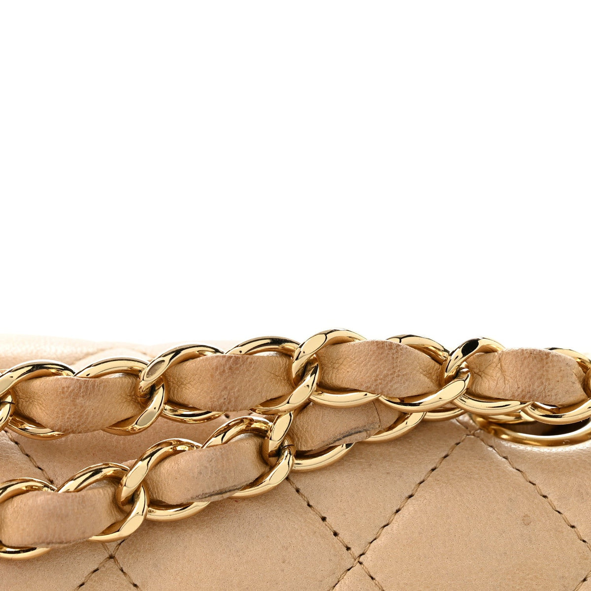Lambskin Quilted Medium Double Flap Beige wholesalehk.shop