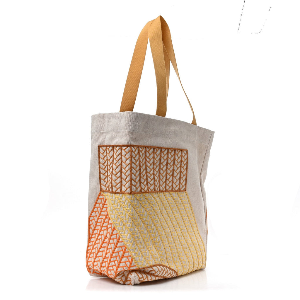 H Canvas Embroidered Poisson Natte Beach Bag Camel Jaune £¨ Direct shipment via from wholesalehk.shop