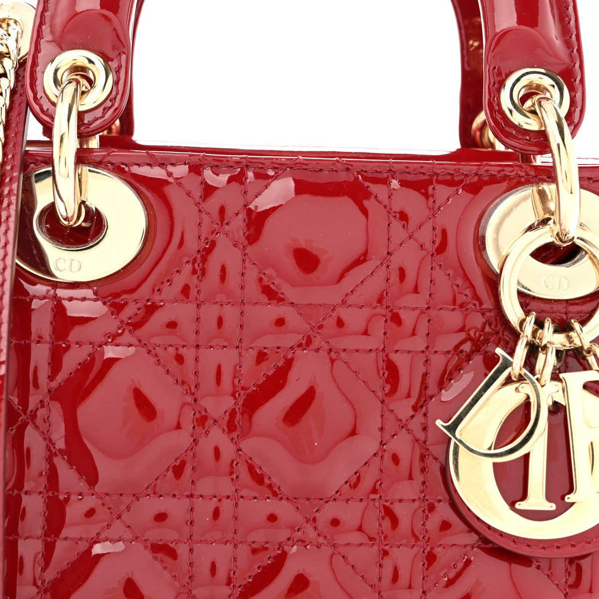 Patent Cannage Mini Lady Dior Red wholesalehk.shop