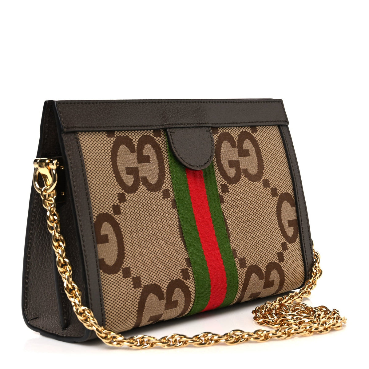 Monogram Jumbo GG Textured Dollar Calfskin Web Small Ophidia Chain Shoulder Bag Camel Ebony New Acero wholesalehk.shop