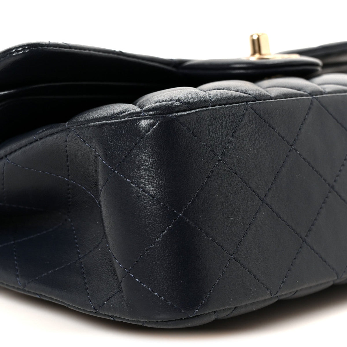 Lambskin Quilted Small Double Flap Navy wholesalehk.shop
