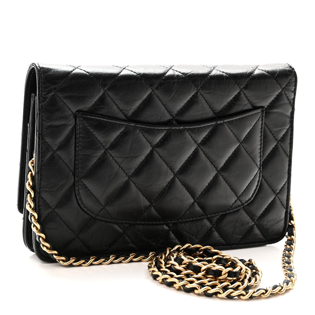 Aged Calfskin Lucky Charms Casino 2.55 Reissue Wallet on Chain WOC Black wholesalehk.shop