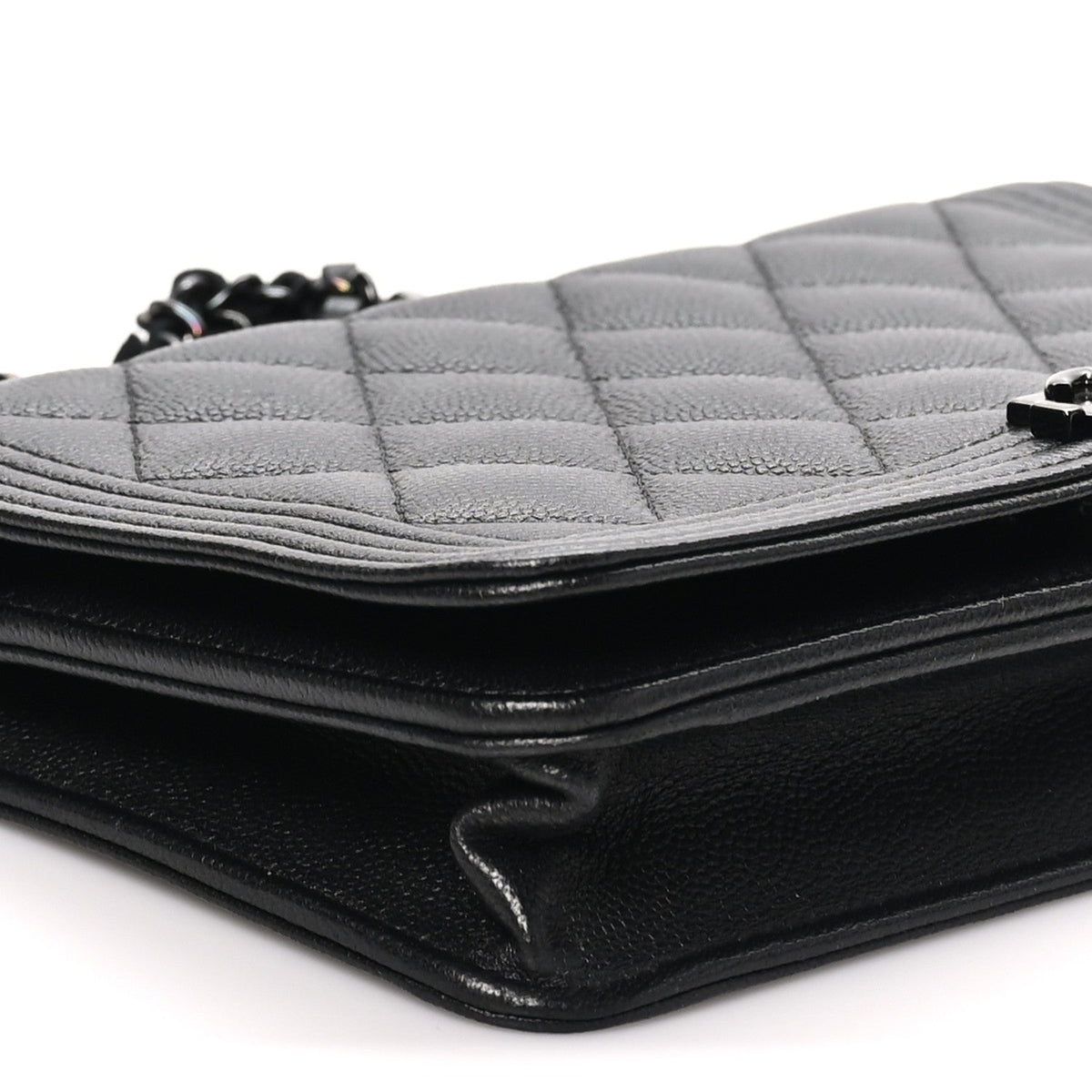Caviar Quilted Boy Wallet On Chain WOC So Black wholesalehk.shop