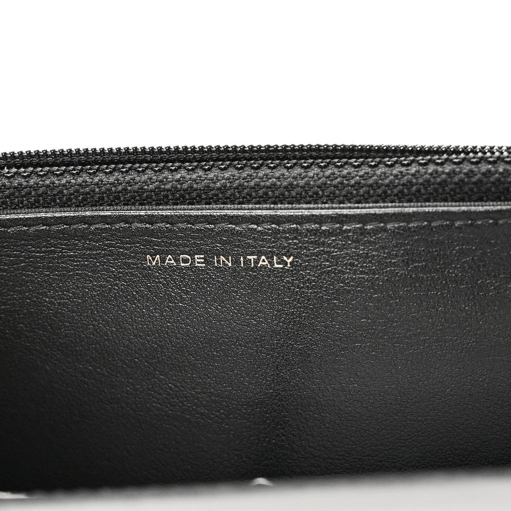 Calfskin Elaphe Double Chevron Mini Wallet On Chain WOC Black Black wholesalehk.shop