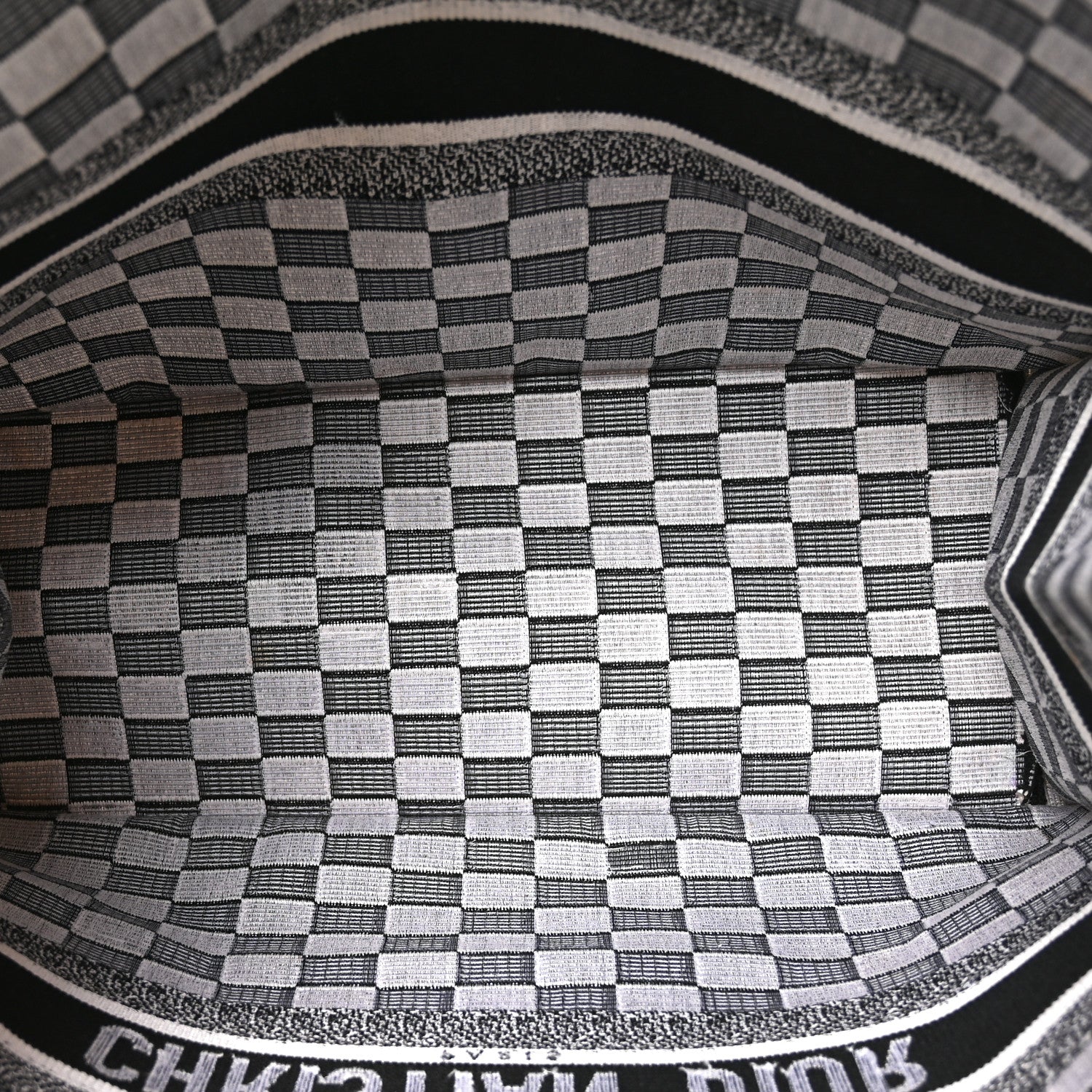 Canvas Embroidered Checkered Book Tote Black White £¨ Direct shipment via from wholesalehk.shop