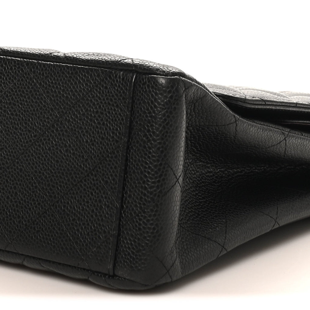 Caviar Quilted Maxi Double Flap Black wholesalehk.shop