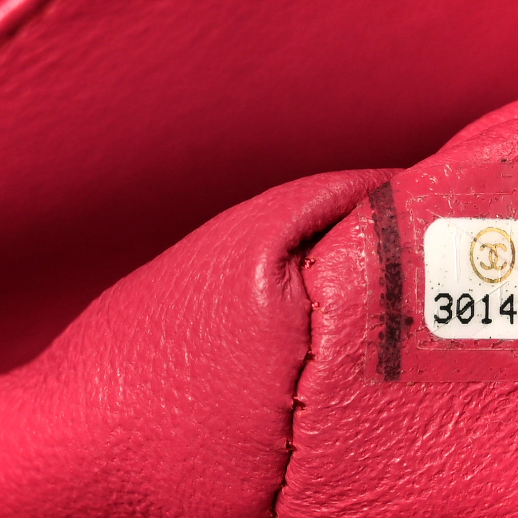 Caviar Quilted Small Double Flap Dark Pink wholesalehk.shop