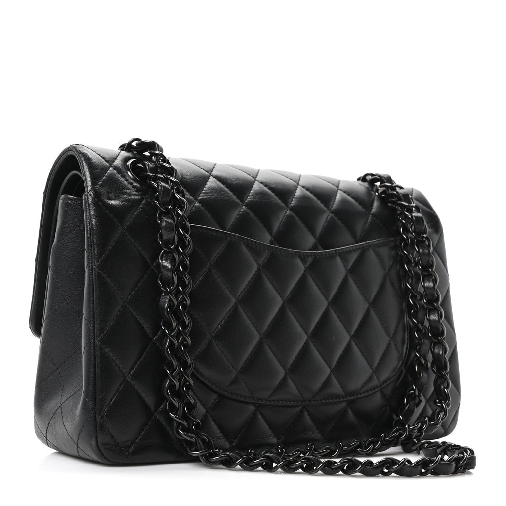 Lambskin Quilted Medium Double Flap So Black wholesalehk.shop