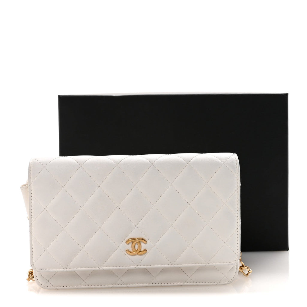 Lambskin Quilted Romance Wallet On Chain WOC White wholesalehk.shop