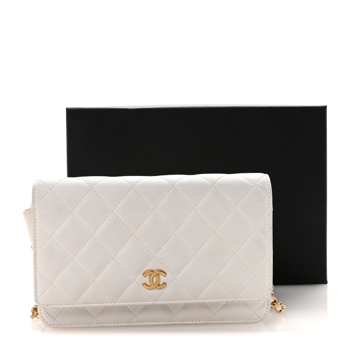 Lambskin Quilted Romance Wallet On Chain WOC White wholesalehk.shop