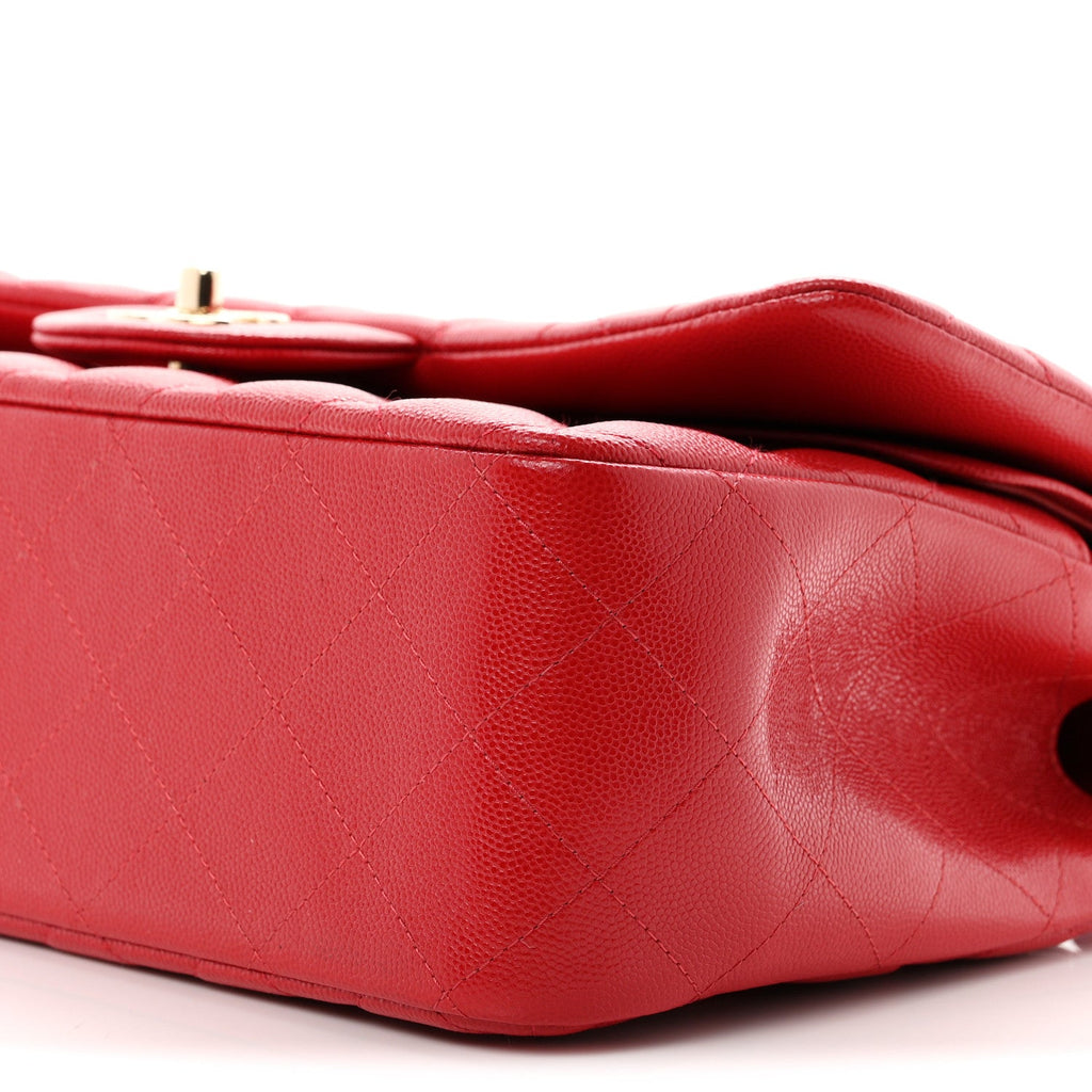 Caviar Quilted Jumbo Double Flap Red wholesalehk.shop