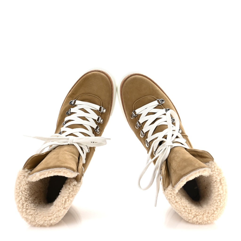 Chevre Velours Woolskin Womens Flocon Ankle Boots 39.5 Beige Gobi Ecru wholesalehk.shop